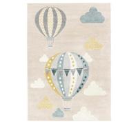 RugVista Balloon Ride, Kids Rug, Modern carpets, 5′3″ x 7′7″ ft (160x230 cm), Rectangular, Medium Pile, Room, Dry Clean Only, Without Dangerous Chemicals, Beige/Blue