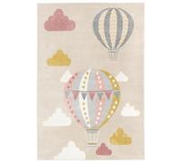 RugVista Balloon Ride, Kids Rug, Modern carpets, 5′3″ x 7′7″ ft (160x230 cm), Rectangular, Medium Pile, Room, Dry Clean Only, Without Dangerous Chemicals, Beige/Pink