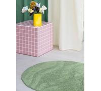 RugVista Breeze Bath Mat, Modern, Ø 70 cm, Round, Bath Rug, Low Pile, Machine Washable 30°, Bathroom, Toilet, Green