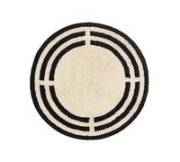 RugVista Chateau Bath Mat, Modern, Ø 90 cm, Round, Bath Rug, Medium Pile, Machine Washable 30°, Bathroom, Toilet, Natural/Black