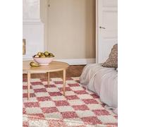 RugVista Chessie, Rug, 4′7″ x 6′7″ ft (140x200 cm), Rectangular, High Pile, Living Room, Bedroom, Dry Clean Only, oeko_tex_100, Pink/Off White