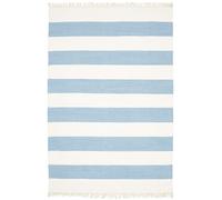 RugVista Cotton stripe Rug, Modern Kilim, 160x230 cm, Rectangle, Carpet, Low Pile, Dry Clean, living-room,dining-room,bedroom,kitchen, Light Blue