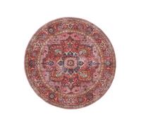 RugVista Georgia Oriental Rug, Modern, Ø 160 cm, Round, Carpet, Low Pile, Machine Washable 30°, living-room,bedroom,kitchen, Red/Pink
