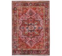 RugVista Georgia Oriental Rug, Modern, 200x300 cm, Rectangle, Carpet, Low Pile, Machine Washable 30°, living-room,bedroom,kitchen, Red/Pink