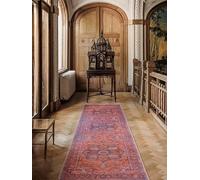 RugVista Georgia Oriental, Rug, Modern carpets, 2′7″ x 6′7″ ft (80x200 cm), Rectangular, Low, Living Room, Bedroom, Hallway, Machine Wash, oeko_tex_100, Red/Blue