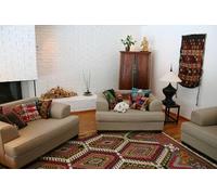 RugVista Going round, Rug, Modern carpets, Ø 4′11″ ft (Ø 150 cm), Round, Medium Pile, Living Room, Dining Bedroom, Kitchen, Hallway, Dry Clean Only, oeko_tex_100, Multicoloured