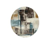 RugVista K-pax Rug, Modern, Ø 150 cm, Round, Carpet, Low Pile, Dry Clean, living-room,dining-room,bedroom,hallway, Brown/beige