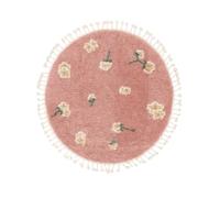RugVista Linnea Children's room Rug, Shaggy/Handloom, Ø 100 cm, Round, Kids Carpet, Medium Pile, Dry Clean, living-room,kids-room,bedroom,hallway, No harmful substances, Pink