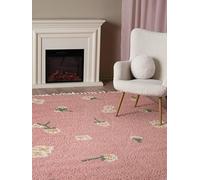 RugVista Linnea Children's room Rug, Shaggy/Handloom, 140x200 cm, Rectangle, Kids Carpet, Medium Pile, Dry Clean, living-room,kids-room,bedroom,hallway, No harmful substances, Pink