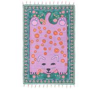 RugVista Lo Cat embroidery, Kids Rug, 3′11″ x 5′11″ ft (120x180 cm), Rectangular, Low, Room, Dry Clean Only, Without Dangerous Chemicals, Pink/Multi