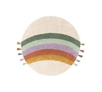 RugVista Rainbow Children's room Rug, Modern, Ø 150 cm, Round, Kids Carpet, Low Pile, Machine Washable 30°, living-room,kids-room,bedroom,hallway, No harmful substances, Off White/Multi