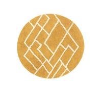 RugVista Riviera Bath Mat, Modern, Ø 90 cm, Round, Bath Rug, Medium Pile, Machine Washable 30°, Bathroom, Toilet, Yellow/Natural