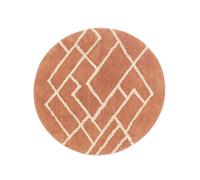 RugVista Riviera Bath Mat, Modern, Ø 90 cm, Round, Bath Rug, Medium Pile, Machine Washable 30°, Bathroom, Toilet, Red/Rust