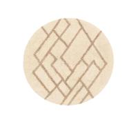 RugVista Riviera Bath Mat, Modern, Ø 90 cm, Round, Bath Rug, Medium Pile, Machine Washable 30°, Bathroom, Toilet, Beige/Natural