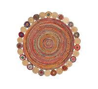 RugVista Solana Dot Jute, Rug, Modern carpets, Ø 4′11″ ft (Ø 150 cm), Round, Medium Pile, Dry Clean Only, Care & Fair Certified, Beige/Multi