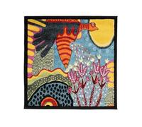 RugVista Sun rise, Rug, Modern carpets, 3′11″ x ft (120x120 cm), Square, Medium Pile, Dry Clean Only, oeko_tex_100, Multi/Teal