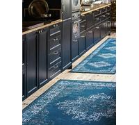 RugVista Vintage Vega Rug, Modern, 80x300 cm, Runner, Carpet, Low Pile, Dry Clean, living-room,dining-room,bedroom,kitchen,hallway, Dark Blue/Turquoise