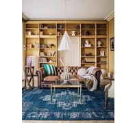 RugVista Vintage Vega, Rug, Modern carpets, 4′7″ x 6′7″ ft (140x200 cm), Rectangular, Low, Living Room, Dining Bedroom, Kitchen, Dry Clean Only, oeko_tex_100, Dark Blue/Turquoise