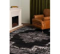 RugVista Vintage Vega, Rug, Modern carpets, 5′3″ x 3′3″ ft (160 100 cm), Rectangular, Low, Living Room, Dining Bedroom, Kitchen, Dry Clean Only, oeko_tex_100, Black