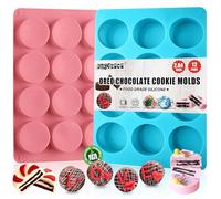 RUGVOMWM 2 PCS Round Chocolate Cookie Molds, Cylinder Silicone Mold, Perfect for Chocolate Covered Oreos, Cake, Candy, Pudding, Mini Soap
