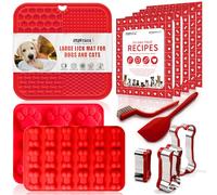 RUGVOMWM Homemade Dog Treat Molds Silicone,Lick Mat for Dogs & Cats with Suction Cups,Cookie Cutters for Homemade Dog Treats,Includes Vet-Approved Recipe Cards