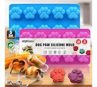 RUGVOMWM Set of 6，3 Packs Silicone Molds Puppy Dog Paw & Bone Shaped and 3 Packs Stainless Steel Dog Bone Cookie Cutters,for Homemade Treats、Paw、Ice、Candy and Chocolate Baking Mold