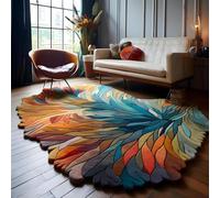 rugyfy Handmade Irregular Shape Wool Area Rug | Unique Contemporary Botanical Design, Thick & Soft Carpet | Perfect for Living Room, Bedroom Decor (5 x 8 Feet)