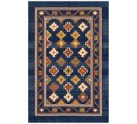 Rugzella Galingale Orange Geometric Rug, Washable, Non Slip, Low Pile, Soft | Orange, Cream, Yellow, Green | 6mm low pile, slips under most inside doors | non-slip backing | machine washable | indoor