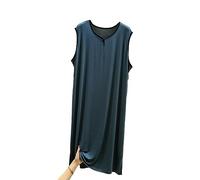 RUHANE Men's Sleeveless Nightgowns, Mens Classic Modal Pajamas Ultra Soft Nightshirt Loose fit Nightdress L-3XL,Dark Green,XXL