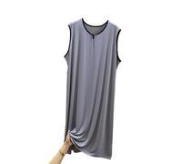 RUHANE Men's Sleeveless Nightgowns, Mens Classic Modal Pajamas Ultra Soft Nightshirt Loose fit Nightdress L-3XL,Cement Gray,XL