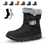 Ruhemeister Pro Winterstep Waterproof Winter Boots - Comfort and Style for the Coldest Days, Women's Soft Warm Fur Lined Winter Snow Boots, Windproof Non-Slip Hiking Boots, for Outdoor Use(F,5)