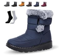 Ruhemeister Pro Winterstep Waterproof Winter Boots - Comfort and Style for the Coldest Days, Women's Soft Warm Fur Lined Winter Snow Boots, Windproof Non-Slip Hiking Boots, for Outdoor Use(C,9)