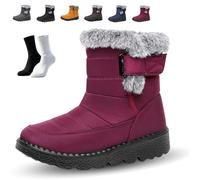 Ruhemeister Pro Winterstep Waterproof Winter Boots - Comfort and Style for the Coldest Days, Women's Soft Warm Fur Lined Winter Snow Boots, Windproof Non-Slip Hiking Boots, for Outdoor Use(B,7)