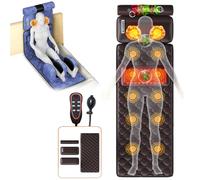 RUHEN Foldable Full Body Massage Mat with Heat, Full Body Massage Chair Cushion with 20 Neck Shiatsu Kneading Massage Heads for Neck Back Waist Legs Muscle Relaxation