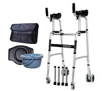 RUHEN Folding Walking Frame Walking Mobility Aid Wheeled Walker With Seat And Arm Rest Lower Limb Trainer