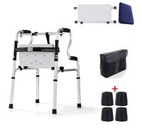 RUHEN Mobility Walker Heavy Duty Folding Walker Multi Function Walking Aid Lightweight Walking Frame Folding Lightweight Aluminium Height Adjustable Walking Frame