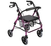 RUHEN Mobility Walker Heavy Duty Rolling Walker with Seat & Brakes & Backrest Seniors Folding Aluminum Rollator Walker for Outdoor Indoor Load 220Lbs