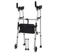 RUHEN Mobility Walker Upright Walker for Seniors Tall with Armrest& Wheels Foldable Adjustable Height Rolling Walker for Disabled Limited Mobility