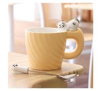 RUHEN Reusable Cups Stackable Drinking Glasses Ceramic Mug with Spoon Large Capacity Office Milk Mug