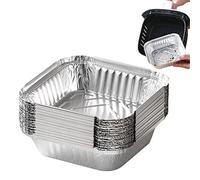Ruhnjyg 20 Rectangular Foil Baking Pans, Air Fryer Tinfoil Box, Aluminum Foil Tray, 9-inch Air Fryer Liner, Home Oven Baking Tray for Baking, Picnic, Cooking