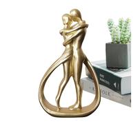 Ruhnjyg Affectionate Couple Art Resin Statues - Couple Hugging And Kiss Statue, Romantic Sculpture For Valentine's Christmas Day For Women Men, Abstract And Creative - Gold