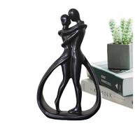 Ruhnjyg Affectionate Couple Art Resin Statues - Couple Hugging And Kiss Statue, Romantic Sculpture For Valentine's Christmas Day For Women Men, Abstract And Creative - Black
