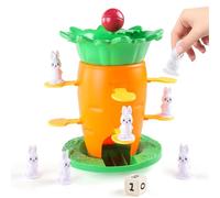 Ruhnjyg Balancing Board Game | Carrot Tower Shaped Interactive Puzzle with 8 Bunny Figurine | Stacking Toy - for Home School Classroom Party Kids Ages 3+ Boys