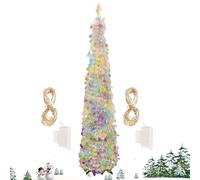 Ruhnjyg Christmas Trees with Lights,Glitter Realistic Christmas Tree | 5Ft Realistic Artificial Plants for Halloween Porch Bedroom Indoor Outdoor Tabletop Desktop Decorating