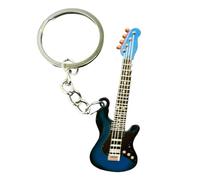 Ruhnjyg Guitar Keychain, Metal 6 Colour Keychain, Cute Musical Instrument Key Ring, Alloy Guitar Key Holder, Bass Keyring For Music Lovers, Unisex Adults, Blue
