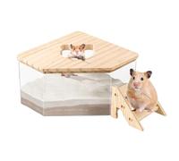 Ruhnjyg Hamster Sand Bath Box - Fully Transparent D-ual-purpose Hamster Litter Box With Stair, Animal Toilet Bathtub Hamster Dig Box For Hamster - Small, Pentagon