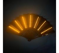 Ruhnjyg Light Up Festival Folding Fan - Handheld LED Hand Fan, Portable Folding Fan For Festival, Battery Powered Glowing Hand Fan For Dancing - Yellow