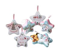 Ruhnjyg Metal Christmas Tins With Lids, 6pcs Christmas Tinplate Boxes With Hanging Ropes, Cookie Tins, Empty Star Shaped Containers For Candy Snack Biscuits