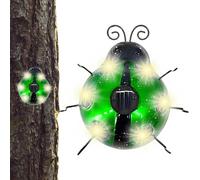 Ruhnjyg Solar Ladybug Wall Light - Outdoor Lawn LED Decorative Lights, Iron Garden Ladybug Landscape Light, Garden Statue Lawn Ornament for Outdoor, Walkway - Green
