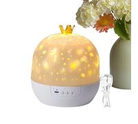 Ruhnjyg Star Night Light Projector, Soothing Toy with Music, 360 Degree Rotating Projector Toy, Sensory Toys for Babies, 21 Sets of Films, Rechargeable Bayin/Plug in Rotation - Yellow